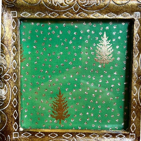 HOTEL COLLECTION Ornate Distressed Gold and Cream FRAME w/ Metallic Trees Print - Picture 6 of 11